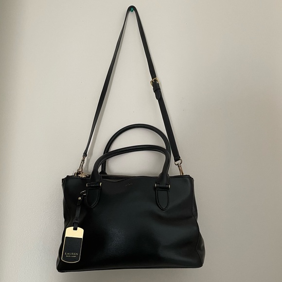 LAUREN RLL RALPH LAUREN black CROSSBODY / HAND LEATHER BAG. - Picture 2 of 13